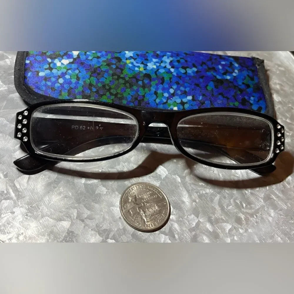 Glamour Reading Glasses with Sparkles +2.00 Includes Blue Carry Case EPC
